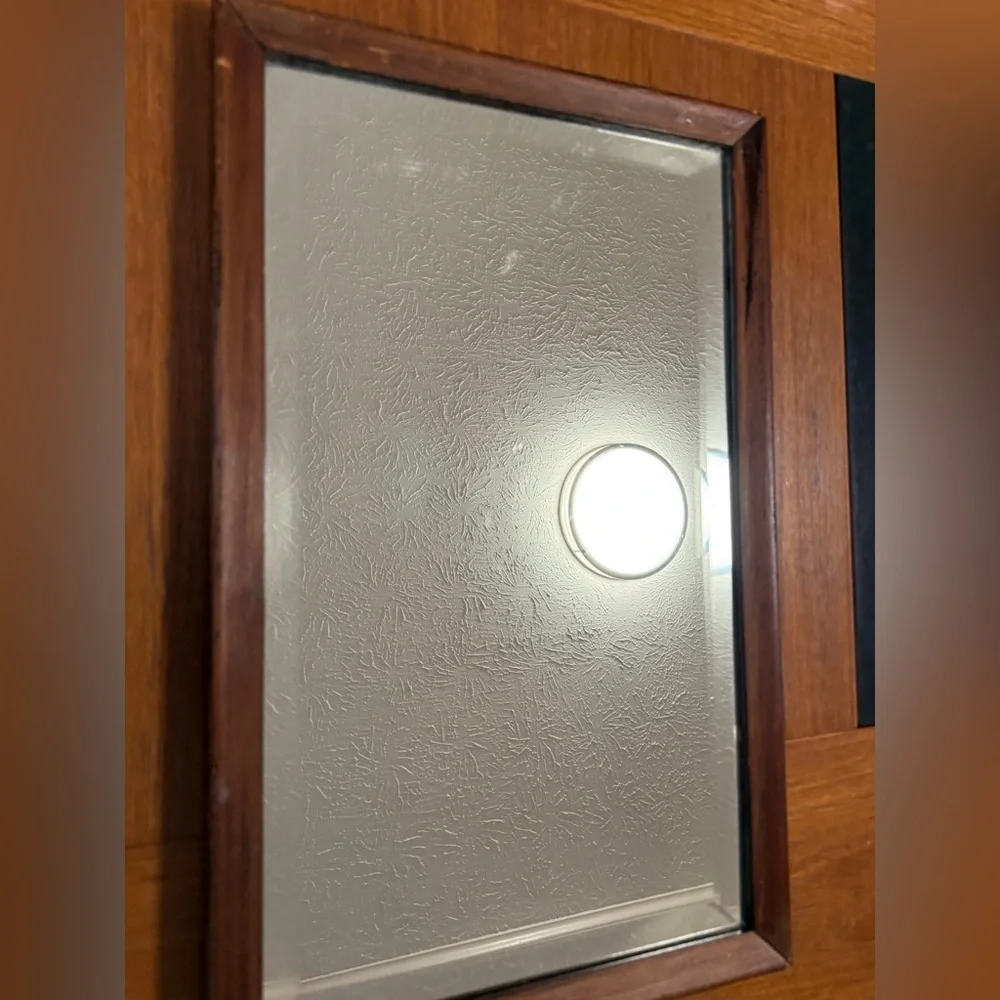 Antique Wood Framed Beveled Mirror 13.5” x 21.5”